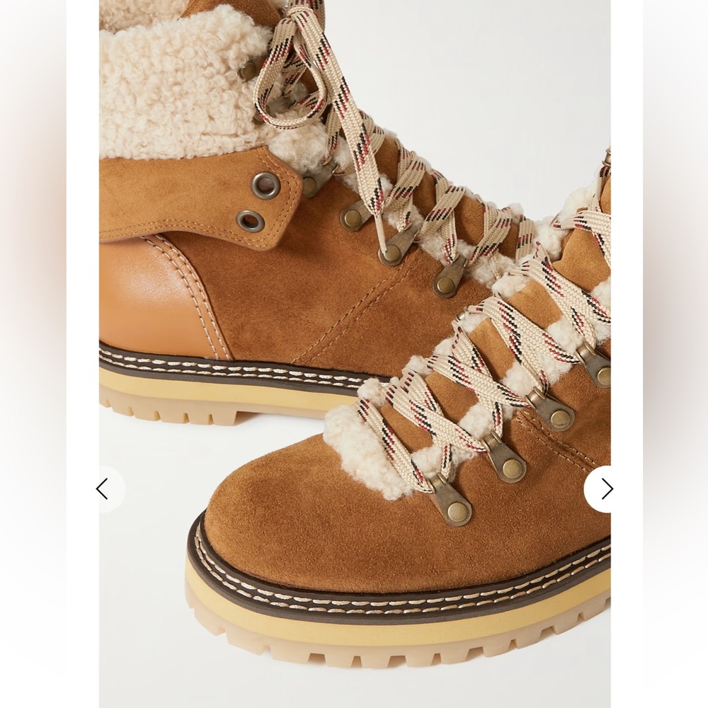 SEE BY CHLOÉ Eilieen shearling-lined suede and leather ankle boots